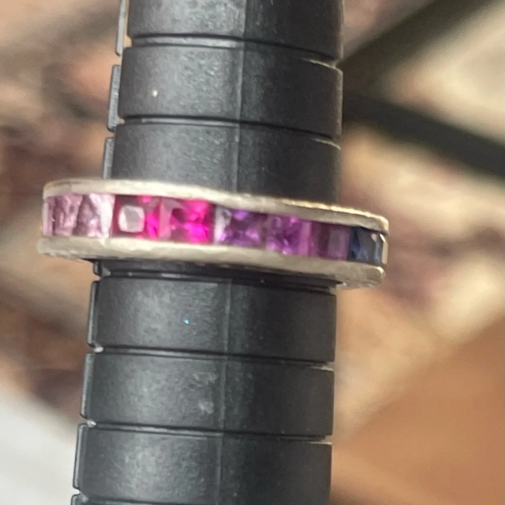 Sterling Silver ring with multi colored stones